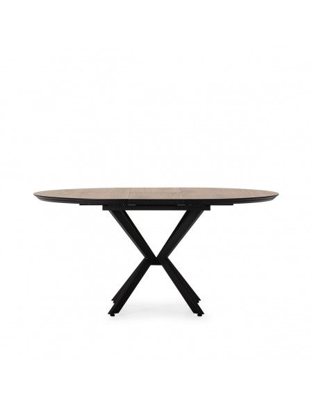 Mesa redonda de Comedor Extensible NAIRA 126/160 cm en Roble UD patas en negro