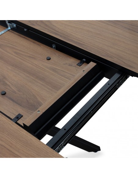 Mesa redonda de Comedor Extensible NAIRA 126/160 cm en Roble UD patas en negro