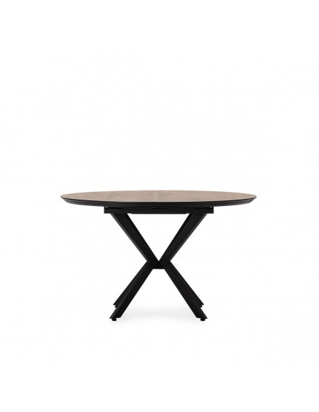 Mesa redonda de Comedor Extensible NAIRA 126/160 cm en Roble UD patas en negro