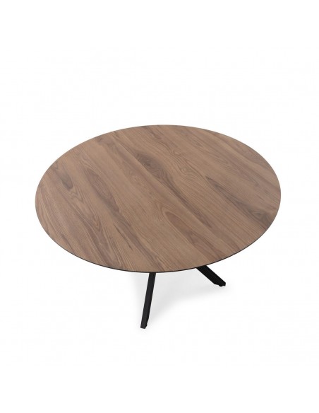 Mesa redonda de Comedor Extensible NAIRA 126/160 cm en Roble UD patas en negro
