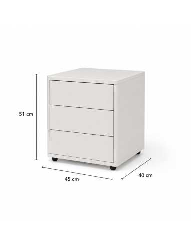 Mesa de cabeceira minimalista KAI branca com 3...