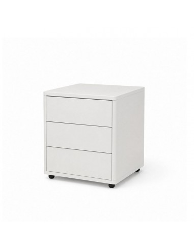 Mesita de noche minimalista KAI blanca, 3 cajones