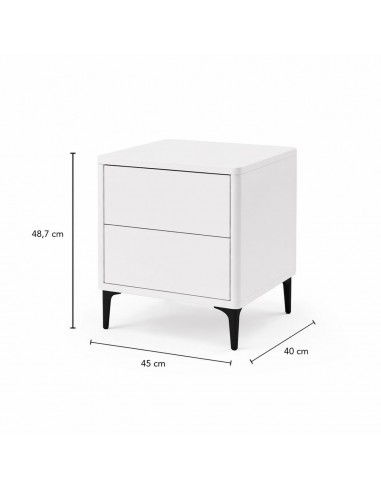 Mesa de cabeceira LYRA bege, 2 gavetas e pés em...