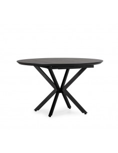 Mesa redonda de Comedor Extensible NAIRA 126/160 cm en negro