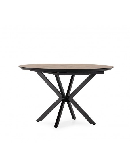Mesa redonda de Comedor Extensible NAIRA 126/160 cm en Roble UD patas en negro