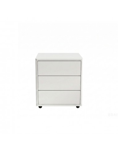 Mesa de cabeceira minimalista KAI branca com 3...