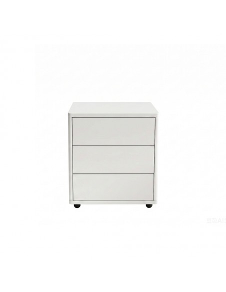 Mesita de noche minimalista KAI blanca, 3 cajones