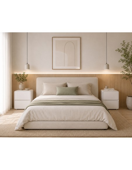 Mesa de cabeceira minimalista NEO branca, 2 gavetas