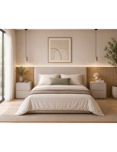 Mesita de noche minimalista NEO beige, 2 cajones 2
