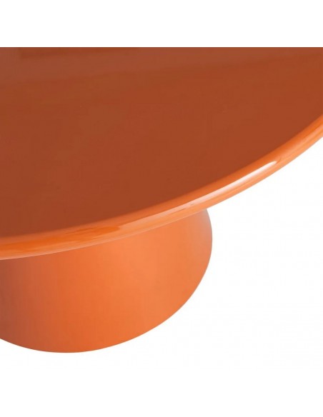 Mesa redonda de forma geometrica 120 BRILI, MDF naranja Alto Brillo
