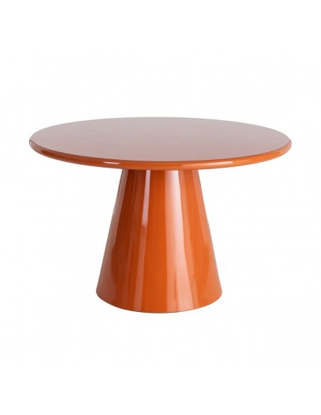 Mesa redonda de forma geometrica 120 BRILI, MDF naranja Alto Brillo