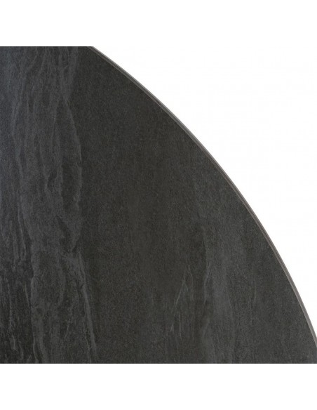 Mesa de Comedor Redonda LUNA 120 cm Piedra Sinterizada y Base de Metal negro