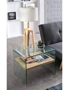 MESA AUXILIAR NEVADA 50x48, cristal, madera 2