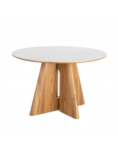 Mesa AURA redonda 120 cm com tampo cerâmico branco e base...