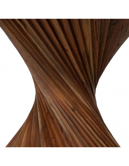 Mesa de Comedor Redonda NARA 130 cm en Madera de Acacia Marrón con Base Escultural