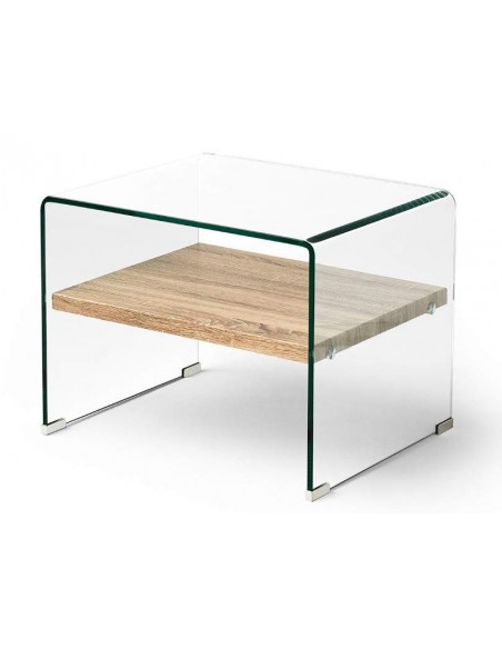 MESA AUXILIAR NEVADA 50x48, vidro, madeira