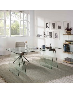 MESA DE VIDRO SIDNE 180x90, nogueira 2