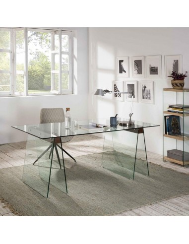 ESCRITORIO DE CRISTAL SIDNE 180x90, nogal