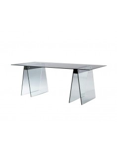MESA DE VIDRO SIDNE 180x90, nogueira