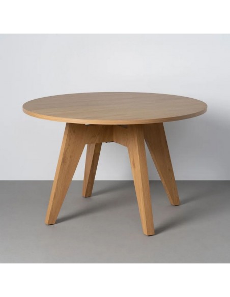 Mesa de Comedor Redonda LORA 120 cm MDF Efecto Madera Natural
