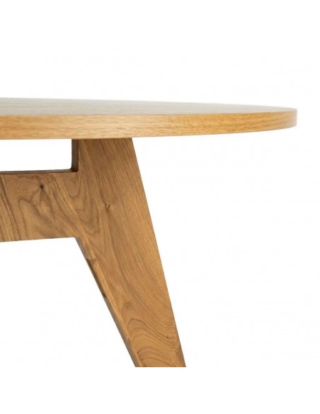 Mesa de Comedor Redonda LORA 120 cm MDF Efecto Madera Natural