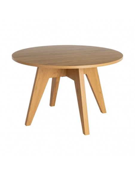 Mesa redonda LORA 120 cm em MDF com melamina efeito madeira natural