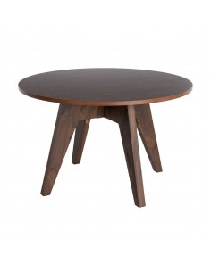 Mesa de Comedor Redonda LORA 120 cm MDF Efecto Madera Nogal