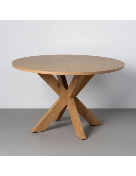 Mesa Redonda ARGOT 120 cm MDF Efeito Madeira Natural