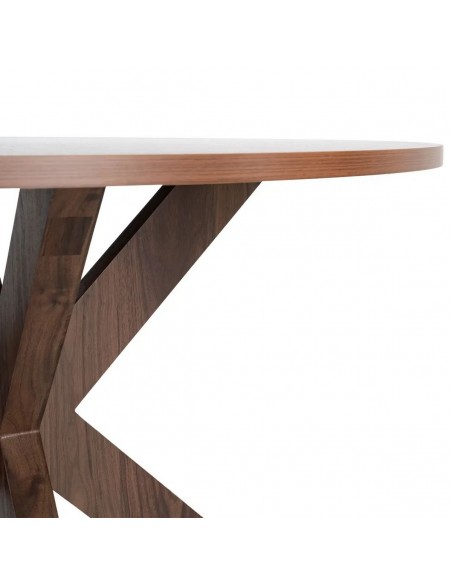 Mesa de Comedor Redonda ARGOT 120 cm MDF Efecto Madera Nogal