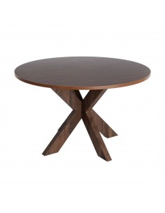 Mesa Redonda ARGOT 120 cm MDF Efeito Madeira Nogueira