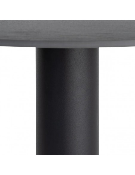 Mesa de Comedor Redonda TAVIRA 120 cm Cerámica Travertino y Metal negro