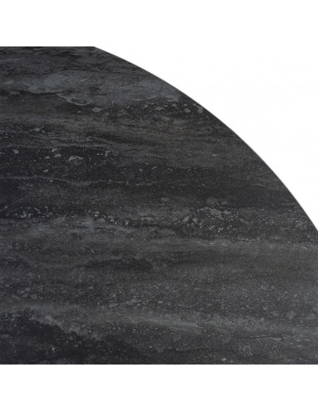 Mesa de Comedor Redonda TAVIRA 120 cm Cerámica Travertino y Metal negro