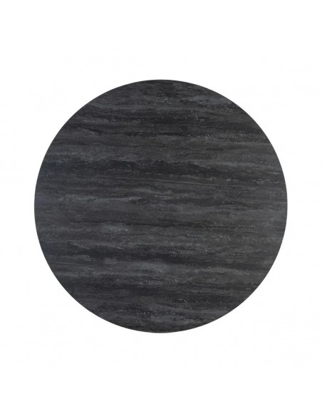 Mesa de Comedor Redonda TAVIRA 120 cm Cerámica Travertino y Metal negro