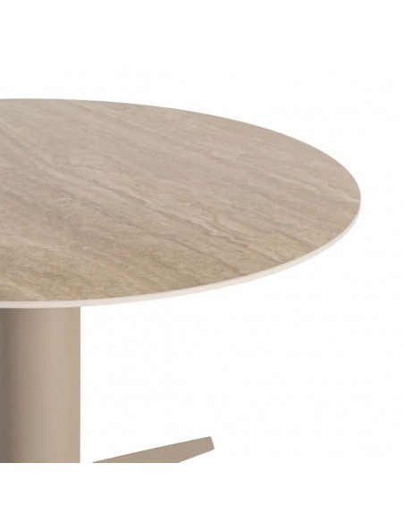 Mesa Redonda TAVIRA 120 cm Cerâmica Travertino Bege