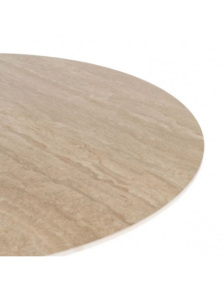 Mesa Redonda TAVIRA 120 cm Cerâmica Travertino Bege