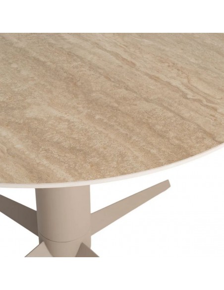 Mesa Redonda TAVIRA 120 cm Cerâmica Travertino Bege