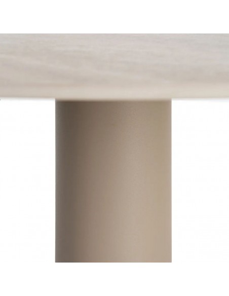 Mesa de Comedor Redonda TAVIRA 120 cm Cerámica Travertino Beige y Metal