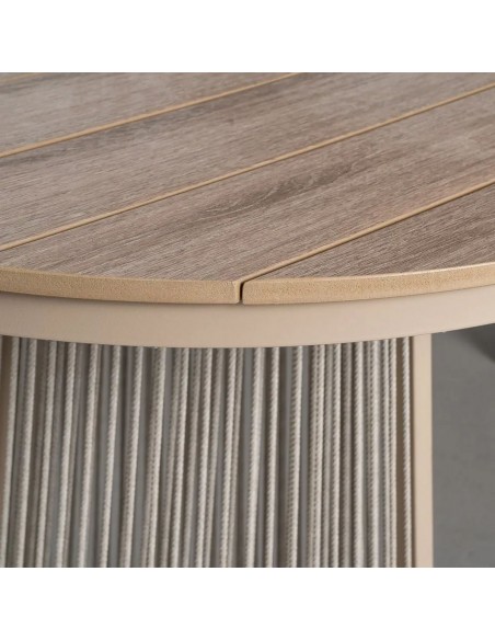 Mesa de Comedor Exterior AMARA 180 cm Polywood y Ratán Blanco rozado