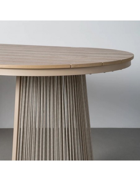 Mesa de Comedor Exterior AMARA 180 cm Polywood y Ratán Blanco rozado