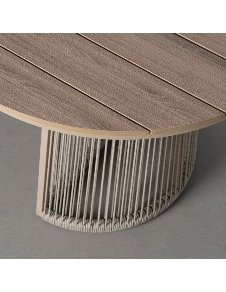 Mesa de Comedor Exterior AMARA 180 cm Polywood y Ratán Blanco rozado