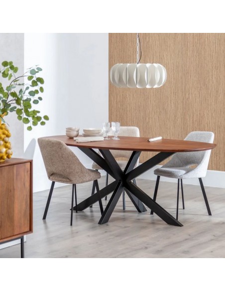 Mesa de Comedor Ovalada ARGO 200x100 Madera de Mango y Hierro
