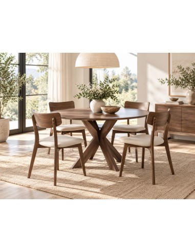 Mesa Redonda ARGOT 120 cm MDF Efeito Madeira...