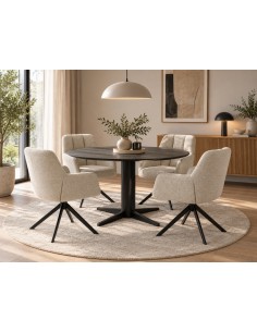 Mesa de Jantar Redonda TAVIRA 120 cm Cerâmica Travertino... 2