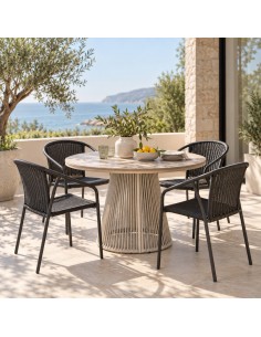 Mesa de Comedor Exterior redonda AMARA 100 cm Polywood y... 2