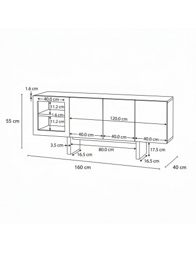 Mueble de TV nórdico contemporáneo REIMS 160x40...