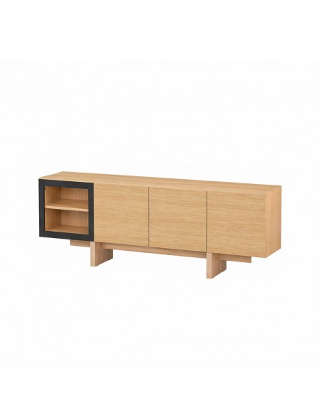 Móvel de TV nórdico contemporâneo REIMS 200x40 com vitrina.