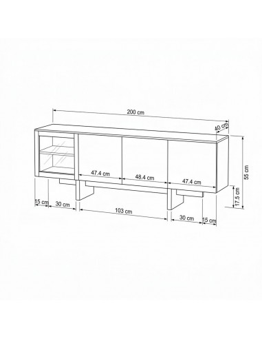 Móvel de TV nórdico contemporâneo REIMS 200x40...