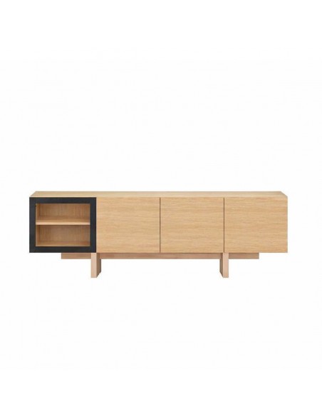Móvel de TV nórdico contemporâneo REIMS 200x40 com vitrina.