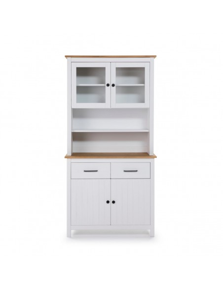 Buffet mediterráneo MIRANDA 90 x 180, madera pino encerado y blanco