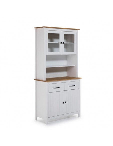 Buffet mediterráneo MIRANDA 90 x 180, madera pino encerado y blanco